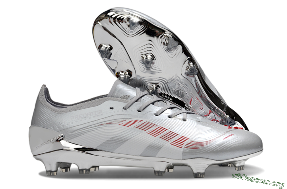 Adidas Predator 25 Elite FG Football Boots - Silver/Red 2