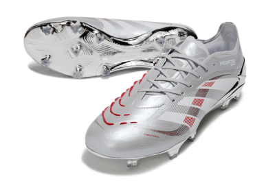 Adidas Predator 25 Elite FG Football Boots - Silver/Red