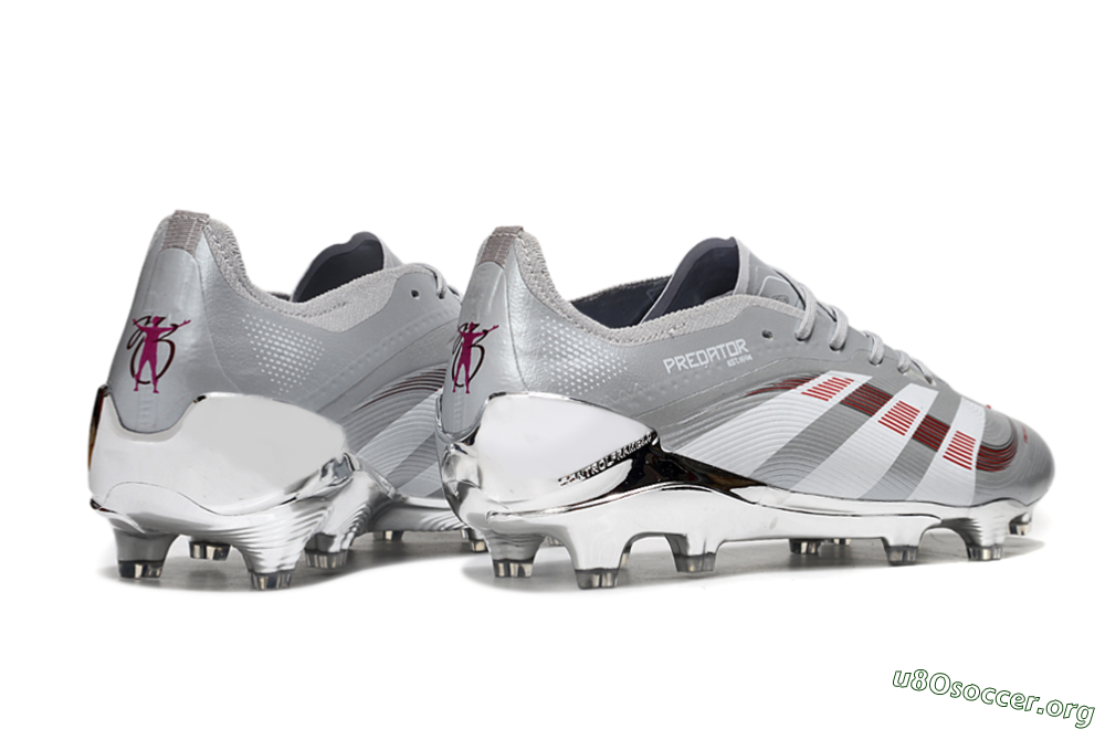Adidas Predator 25 Elite FG Football Boots - Silver/Red 6