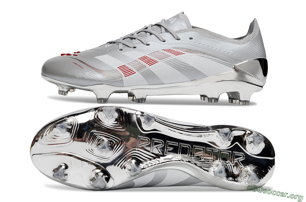 Adidas Predator 25 Elite FG Football Boots - Silver/Red 1