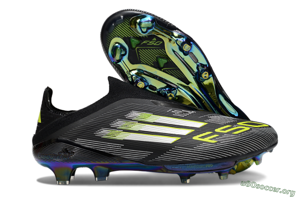 Adidas F50+ Elite Lightstrike Pro Laceless FG Football Boots - Black/Silver/Gold 2