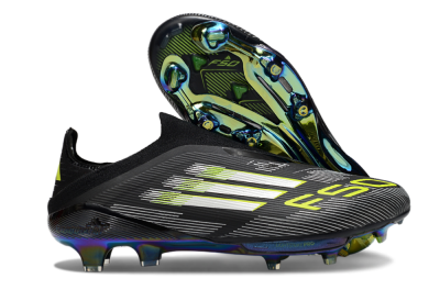 Adidas F50+ Elite Lightstrike Pro Laceless FG Football Boots - Black/Silver/Gold