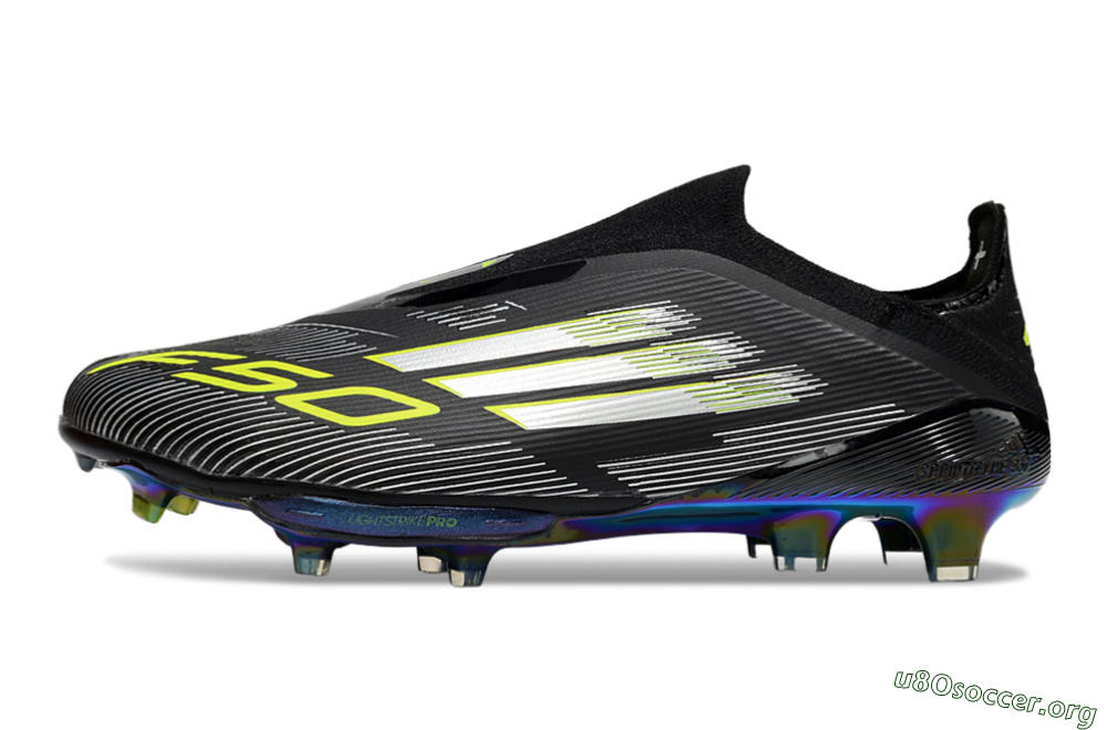 Adidas F50+ Elite Lightstrike Pro Laceless FG Football Boots - Black/Silver/Gold 3