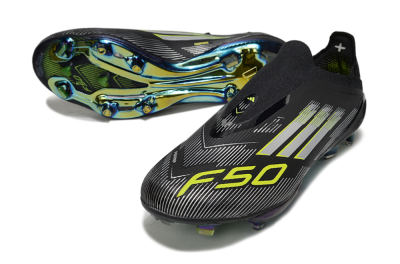 Adidas F50+ Elite Lightstrike Pro Laceless FG Football Boots - Black/Silver/Gold