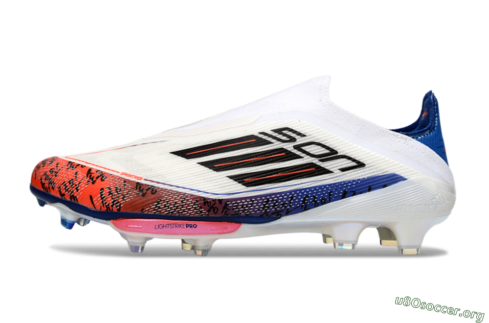 Son x Adidas F50+ Elite Lightstrike Pro Laceless FG Football Boots - White/Black/Blue 3