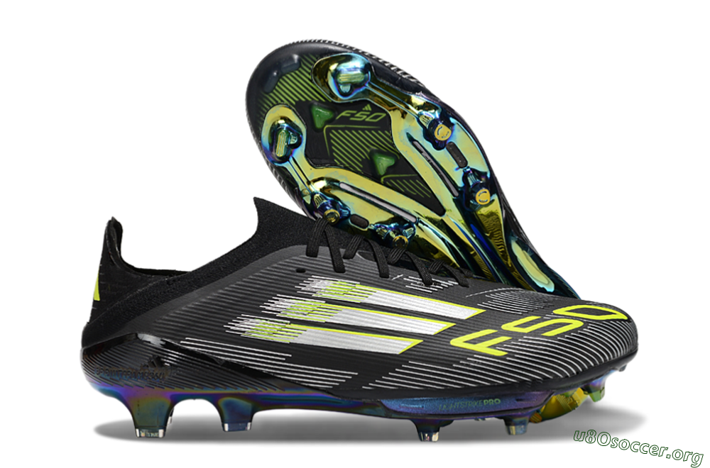 Adidas F50+ Elite Lightstrike Pro FG Football Boots - Black/Silver/Gold 2