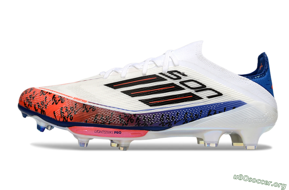 Son x Adidas F50+ Elite Lightstrike Pro FG Football Boots - White/Black/Blue 2