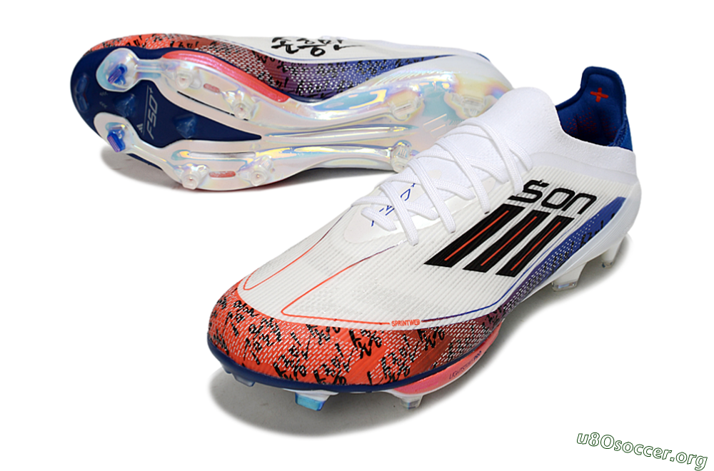 Son x Adidas F50+ Elite Lightstrike Pro FG Football Boots - White/Black/Blue 3