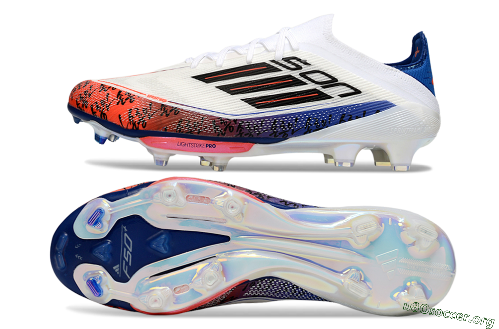 Son x Adidas F50+ Elite Lightstrike Pro FG Football Boots - White/Black/Blue 1