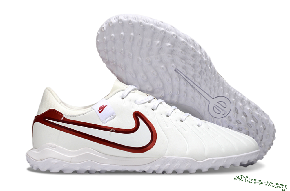 Nike Tiempo Legend 10 Academy TF Football Shoes - White/Red 2