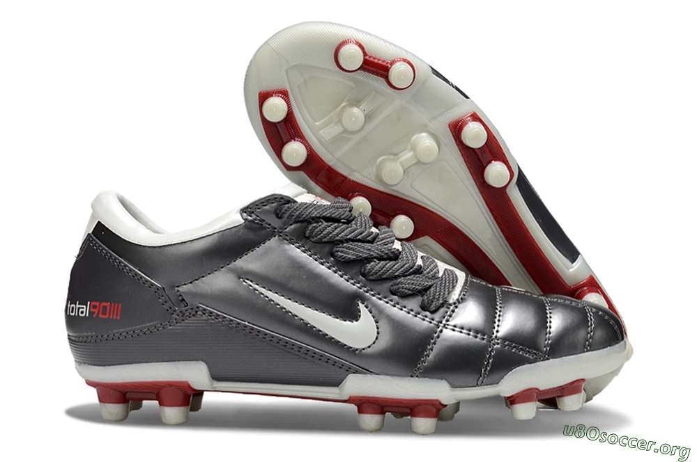 Nike Total 90 III FG Football Boots - Grey/White/Red 2