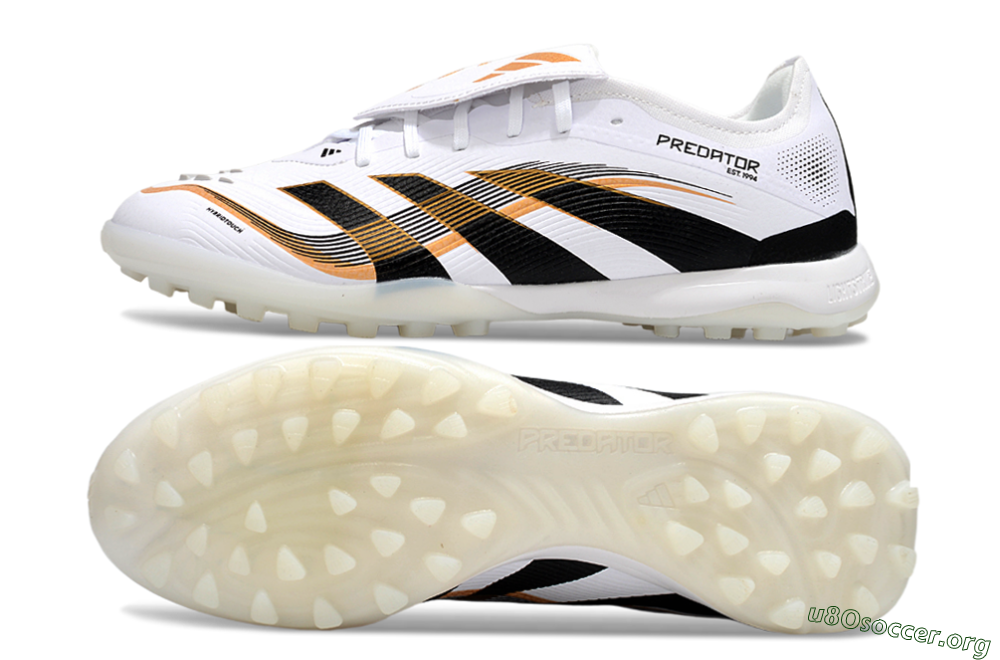 Adidas Predator 25 Elite Foldover Tongue TF Football Shoes - White/Black/Gold 1