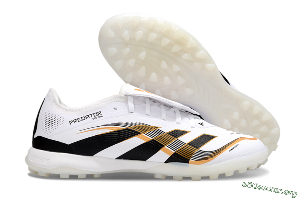 Adidas Predator 25 Elite Foldover Tongue TF Football Shoes - White/Black/Gold 2