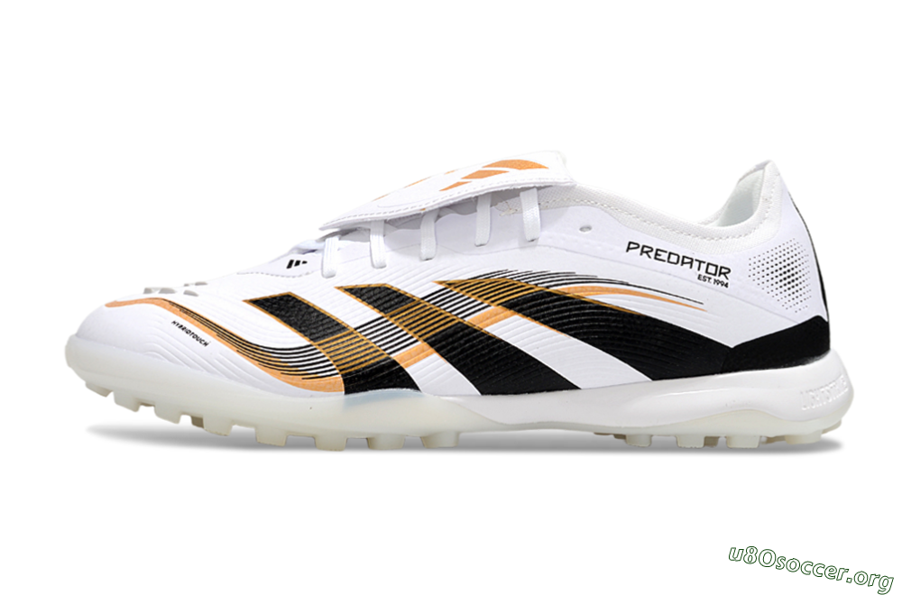 Adidas Predator 25 Elite Foldover Tongue TF Football Shoes - White/Black/Gold 3