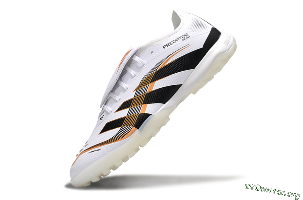 Adidas Predator 25 Elite Foldover Tongue TF Football Shoes - White/Black/Gold 5