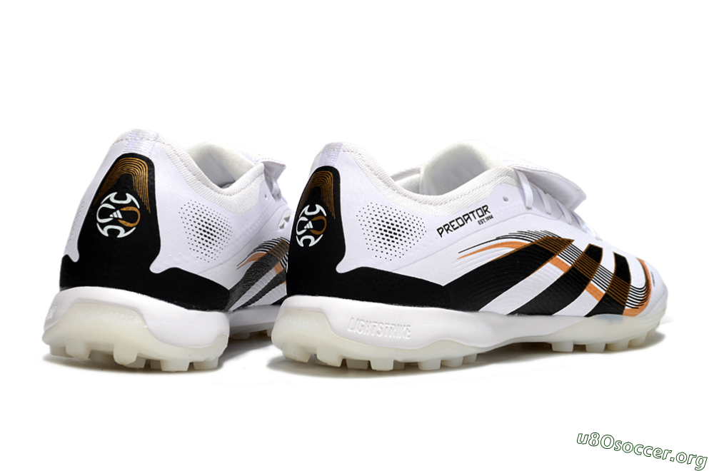 Adidas Predator 25 Elite Foldover Tongue TF Football Shoes - White/Black/Gold 6