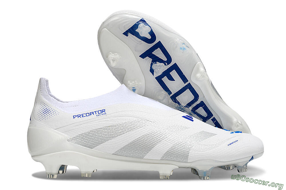 Adidas Predator 25 Elite Laceless FG Football Boots - Beige/Silver/White 2