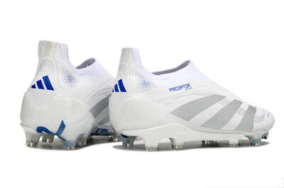 Adidas Predator 25 Elite Laceless FG Football Boots - Beige/Silver/White