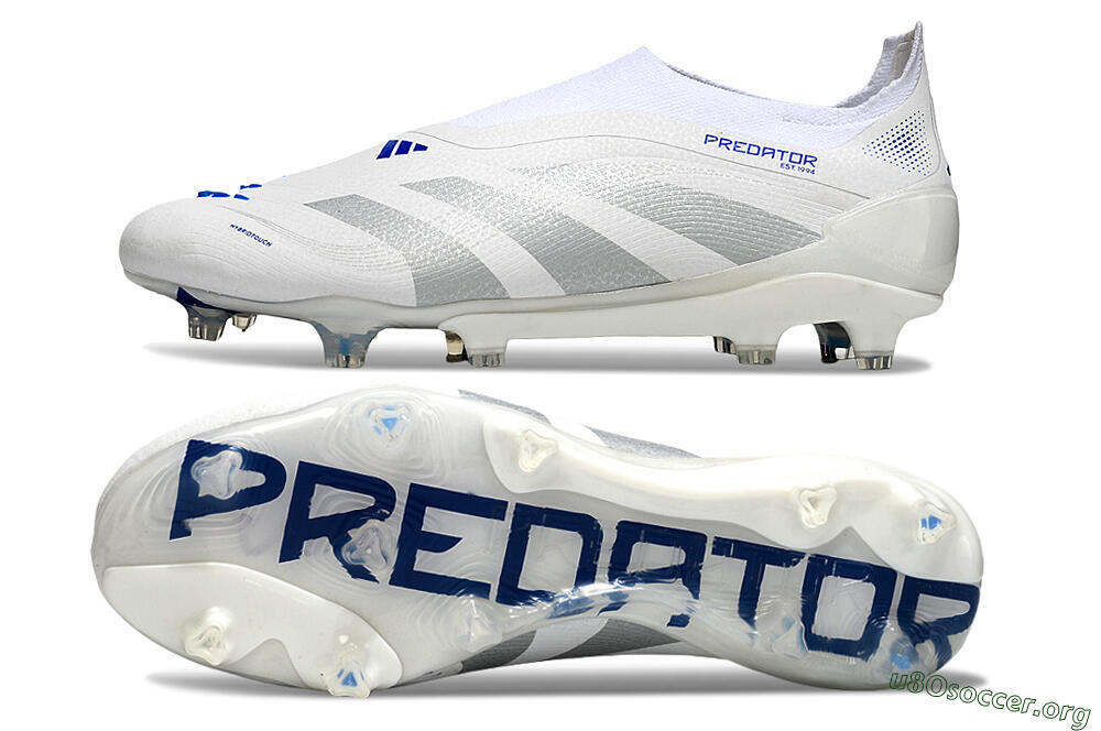 Adidas Predator 25 Elite Laceless FG Football Boots - Beige/Silver/White 1