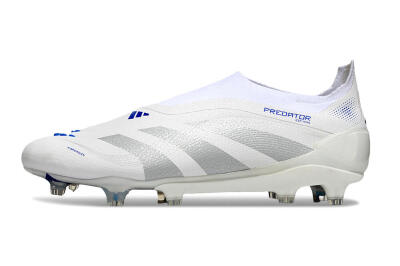 Adidas Predator 25 Elite Laceless FG Football Boots - Beige/Silver/White