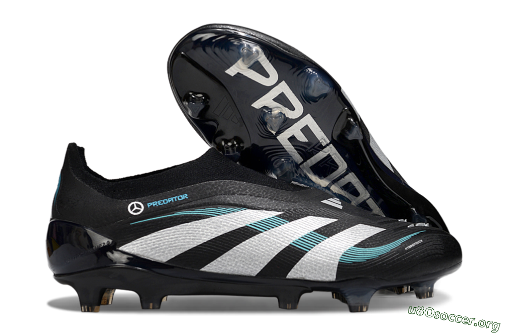 Adidas Predator 25 Elite Laceless FG Football Boots - Black/White/Jade 2