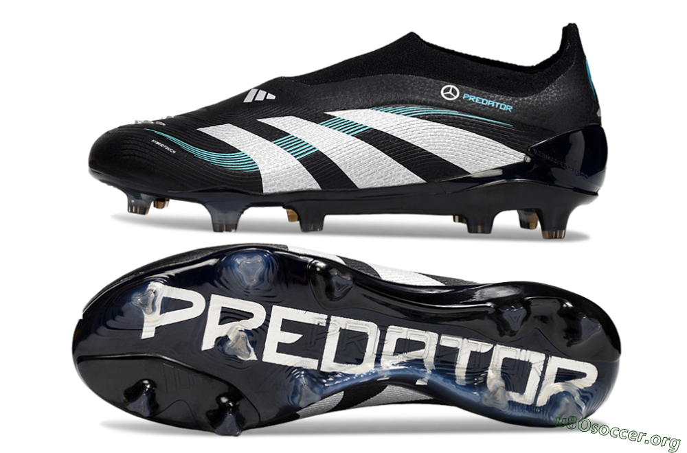 Adidas Predator 25 Elite Laceless FG Football Boots - Black/White/Jade 1