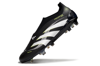 Adidas Predator 25 Elite Laceless FG Football Boots - Black/White/Yellow