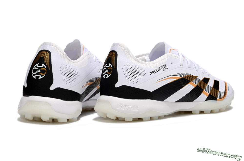 Adidas Predator 25 Elite TF Football Shoes - White/Black/Gold 6