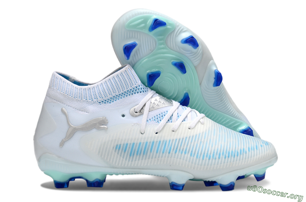 Puma Future 8 Ultimate FG Football Boots - White/Blue/Silver 2
