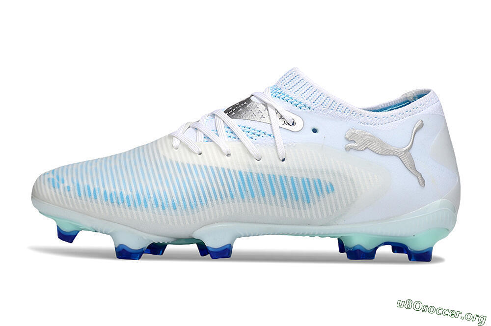 Puma Future 8 Ultimate FG Football Boots - White/Blue/Silver 2