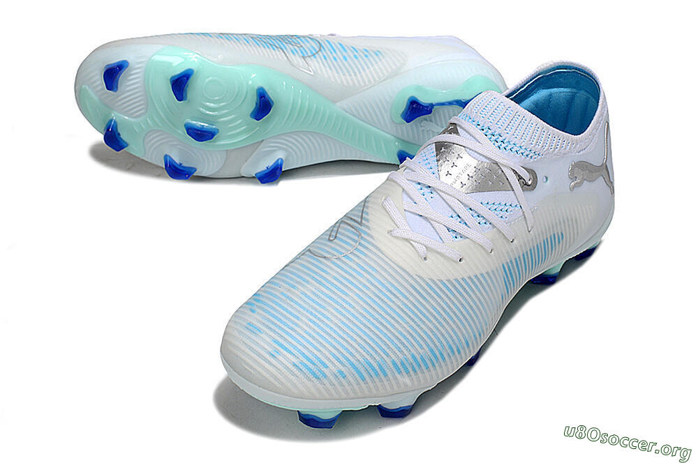 Puma Future 8 Ultimate FG Football Boots - White/Blue/Silver 3