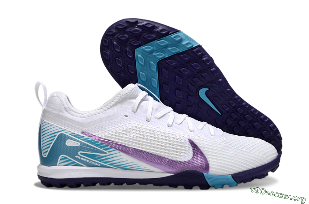Nike Air Zoom Mercurial Vapor 16 Elite TF Football Shoes - White/Purple/Jade 2