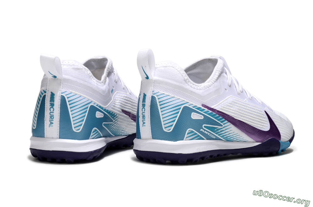 Nike Air Zoom Mercurial Vapor 16 Elite TF Football Shoes - White/Purple/Jade 6