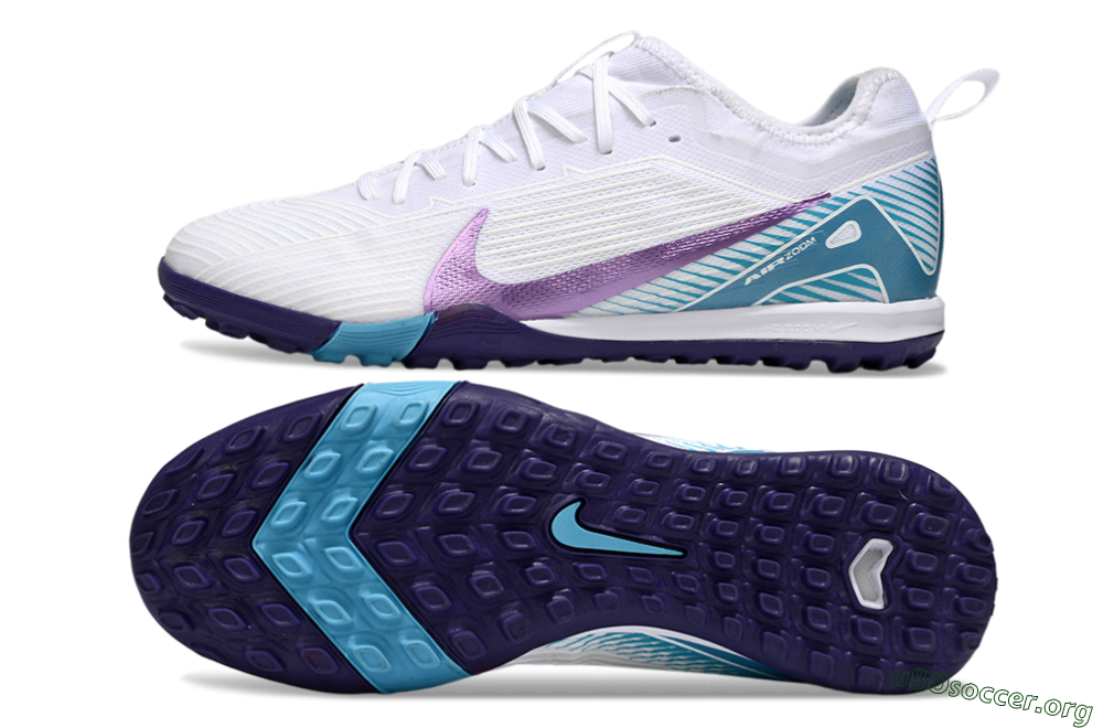 Nike Air Zoom Mercurial Vapor 16 Elite TF Football Shoes - White/Purple/Jade 1