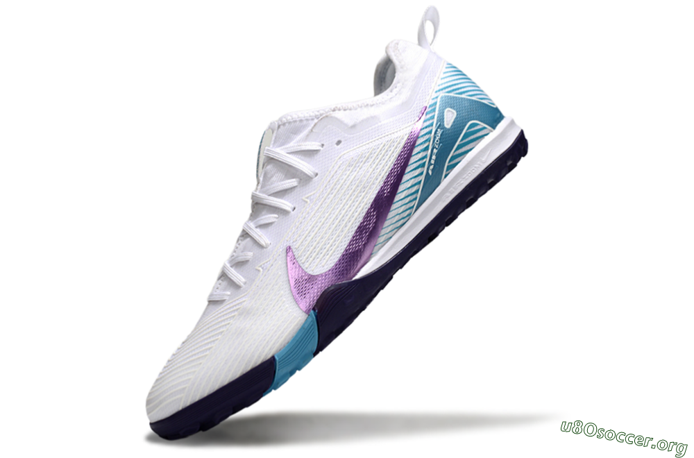 Nike Air Zoom Mercurial Vapor 16 Elite TF Football Shoes - White/Purple/Jade 5