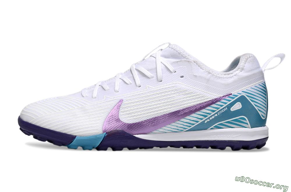 Nike Air Zoom Mercurial Vapor 16 Elite TF Football Shoes - White/Purple/Jade 3