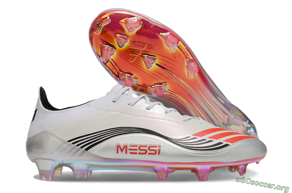 Messi x Adidas Predator 25 Elite FG Football Boots - Silver/Black/Red 2