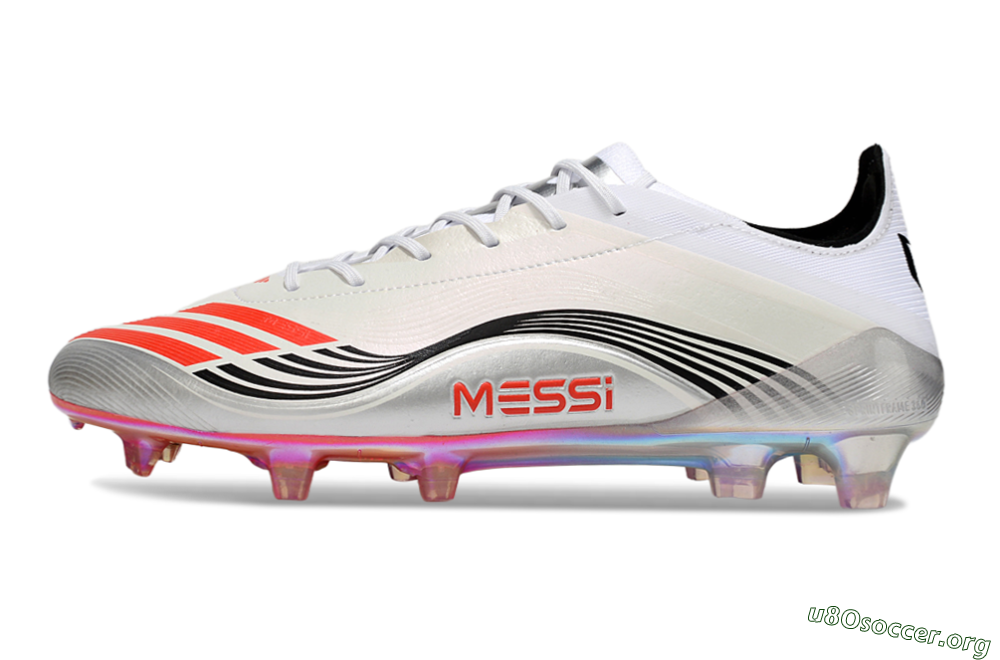 Messi x Adidas Predator 25 Elite FG Football Boots - Silver/Black/Red 3