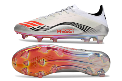 Messi x Adidas Predator 25 Elite FG Football Boots - Silver/Black/Red