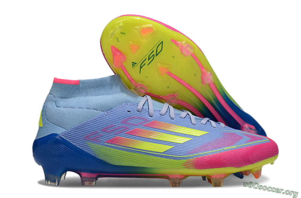 Adidas F50 Elite Mid FG Football Boots - Jade/Yellow/Pink 2