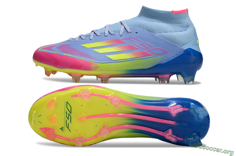 Adidas F50 Elite Mid FG Football Boots - Jade/Yellow/Pink 1
