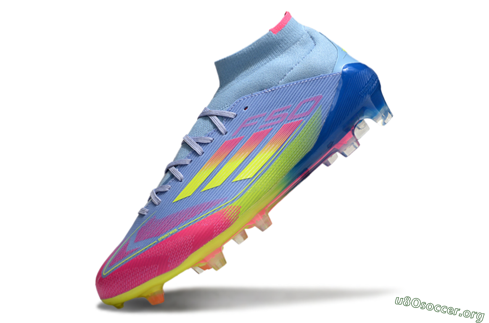 Adidas F50 Elite Mid FG Football Boots - Jade/Yellow/Pink 5