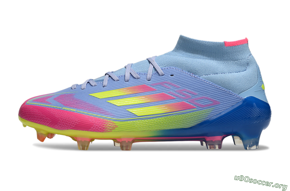 Adidas F50 Elite Mid FG Football Boots - Jade/Yellow/Pink 3