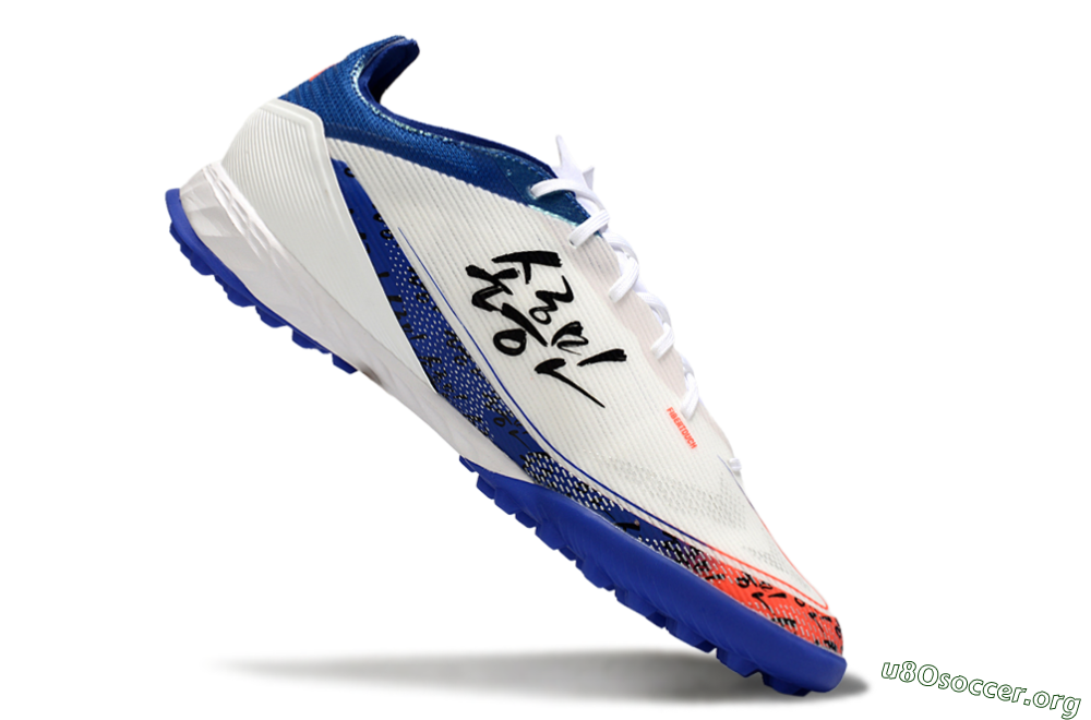 Son x Adidas F50 Pro TF Football Shoes - White/Black/Blue 4
