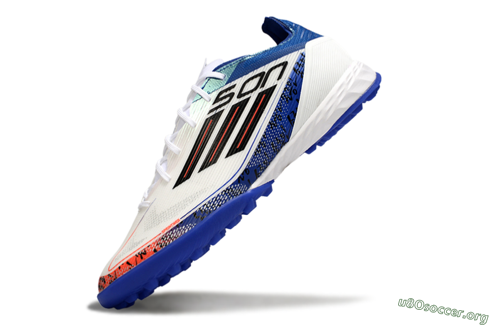 Son x Adidas F50 Pro TF Football Shoes - White/Black/Blue 5