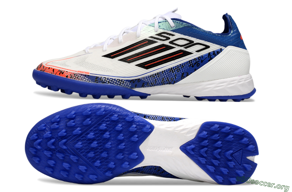 Son x Adidas F50 Pro TF Football Shoes - White/Black/Blue 1