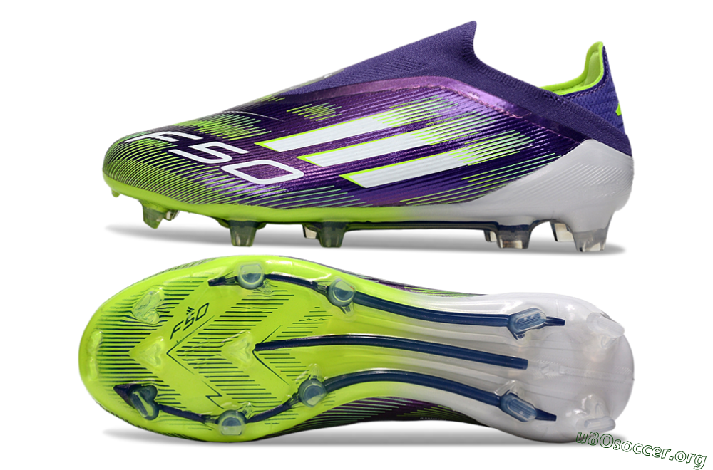 Adidas F50 Elite Laceless FG Football Boots - Purple/White/Yellow 1