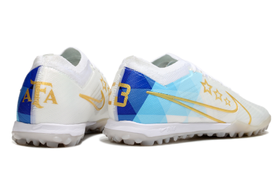 Nike Air Zoom Mercurial Vapor 15 Elite TF Football Shoes - White/Gold/Blue