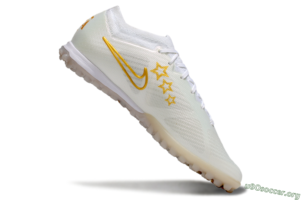 Nike Air Zoom Mercurial Vapor 15 Elite TF Football Shoes - White/Gold/Blue 4