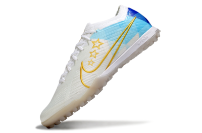 Nike Air Zoom Mercurial Vapor 15 Elite TF Football Shoes - White/Gold/Blue